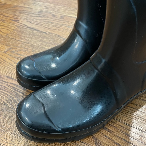 Hunter Original Short Gloss Rain Boots Women’s 8  Black Boot With Buckle - Picture 2 of 7